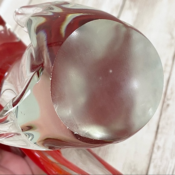 Vintage 9” Red Cardinal Bird on a Clear Branch Murano Style Art Glass Decor - Picture 13 of 13